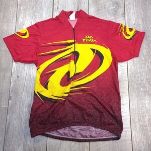Vintage No Fear Mens Cycling Bike Jersey Size Large Red 1/2 Zip Stretch